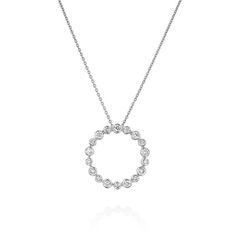 18k White Gold Eternity Diamond Pendant Circle pendant necklace Round Diamond Circle  diamond bouque