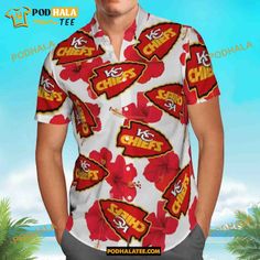 Kansas City Chiefs Hawaiian Shirt Beach Gift For Dad, Aloha Shirt Check more at https://podhalatee.com/product/kansas-city-chiefs-hawaiian-shirt-beach-gift-for-dad-aloha-shirt/ Kansas City Chiefs Apparel, Chiefs Shirt, Kansas City Chiefs Football, Football Fashion, Kc Chiefs, Aloha Shirt