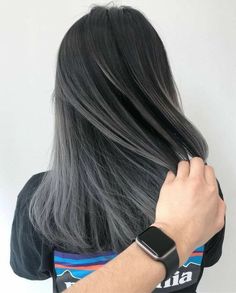 Hidden Hair Color, Grey Ombre Hair, Korean Hair Color, Hair Color Underneath, Ash Hair Color, Hair Color Streaks, Black Hair With Highlights, Haircuts Straight Hair, Grey Hair Color