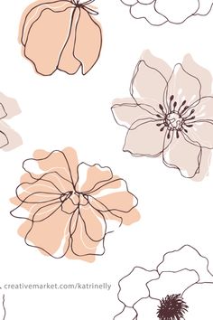 an image of flowers in pink and brown on a white background with the words creative market