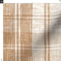 an orange and white checkered fabric is shown with the size chart for each piece