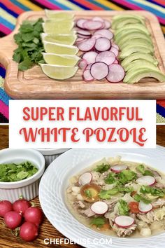 Super flavorful White Pozole! A Mexican soup that's not spicy but full of  bold flavors! And, it's so easy, there's no crockpot needed!