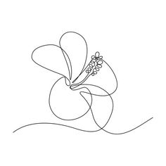 a single line drawing of a flower on a white background