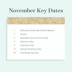 the november key dates are displayed on a white background with black dots and brown spots