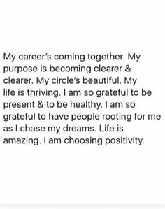 the text is written in black and white on a piece of paper that reads, my career's coming together, my purpose is becoming clearer