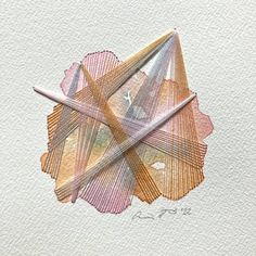 a pencil drawing of an abstract object on paper with watercolors and pastel