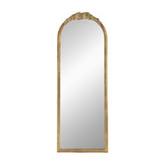 an ornate gold framed mirror against a white background