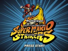 the title screen for super mario strikers