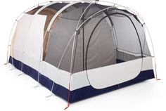 a tent with the inside door open and it's sidewalls closed, on a white background