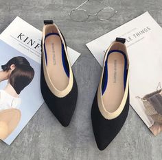 Soft touch breathable pointed toe work flats Available in cream/black and cream/blue Pair with slacks, denim, skirts etc. All items ship free in the US! Item will arrive within 3-5 days. Work Flats, Shoe Wardrobe, Autumn Pattern, Loafer Shoes Women, Driving Loafers, Summer Flats, Soft Shoes, Point Shoes, Womens Ballet Flats