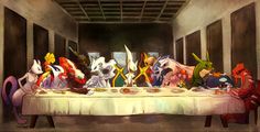 an animated image of the last supper of pokemon