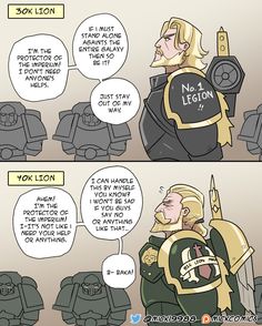 a comic strip with an image of a man in armor