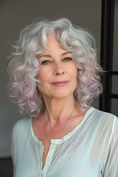 79+ Curly Hairstyles for Women Over 60 Hair Refresh, Silver White Hair, Sarah Harris, Fine Curly Hair, Medium Length Curly Hair