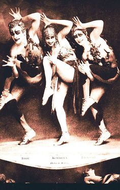 an old photo of some women dancing on stage