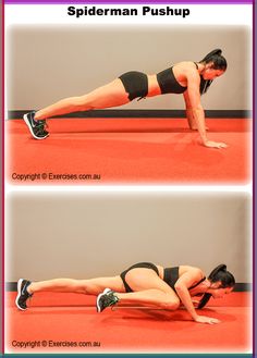 a woman is doing push ups on her stomach