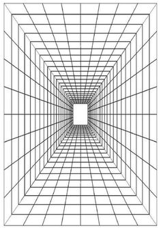 an empty room with lines in the middle and one light at the end, as well as