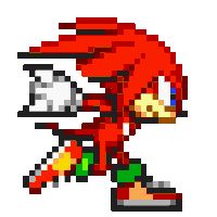 an old school pixel art style image of a red sonic the hedgehog holding a baseball bat