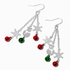 Claire's Snowman & Snowflake Linear Drop Earrings Crown Hair Clip, Sensitive Ears Earrings, Snowflake Jewelry, Snowman Snowflake, Piercing Kit, Flower Crown Hairstyle, Special Occasion Hairstyles, Word Bracelet, Jewelry Words