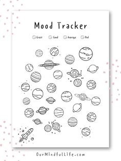 a black and white poster with the words mood tracker on it