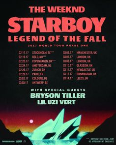 an event poster for the starboy legend of the fall with special guest rae semmurd and belly glack