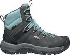 the north face women's back - to - wall hiker boot is shown in grey and blue