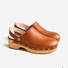 With A Genuine Wood Sole, Traditional Stud Detailing And A Soft Leather Upper, These Clogs Just Might Be The Only Shoes We Want To Wear Come Fall. Bonus: The Convertible Strap Can Be Worn Two Waysaround The Back Of The Heel For Additional Stability Or Over The Top Of The Foot For Slide-In Ease. Leather Upper And Lining. Wood Sole. Imported. Item Ba188 Size A New Never Worn Studded Clogs, Only Shoes, Leather Clogs, Slide In, Fall Shoes, Studded Leather, Clogs Shoes, Womens Clogs