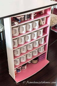 Repurpose an old CD rack to store paint Cd Rack