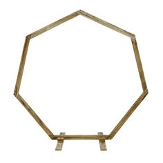 an octagonal wooden shelf with two legs on each side and one leg in the shape of a hexagon