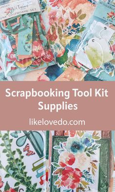 scrapbooking tool kit supplies with text overlay