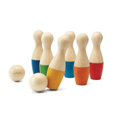 Plan Toys - Wooden Bowling Set - Bella Luna Toys Organic Baby Wipes, Bowling Toys, Motor Coordination, Game To Play, Natural Pigments, Plan Toys, Set Game, Bowling Pins, Practical Bag