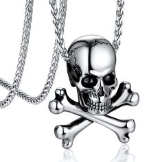 PRICES MAY VARY. 💀 From Bandmax Punk Series, skeletons as the main element, add other special style as wings,celtic knot,viking runes,crossbones, only provide steel/black color, distinctive cool tones, show off your attitude. 💀 Durable 316L stainless steel, stable color-plating, no color-fading, Hypoallergenic to skin, comfortable to wear. 💀 Skeleton always an icony symbol in fashion jewelry. Great Pendant Necklaces for all punk gothic skull lovers,bikers,rapper,Eboys or as gifts to cool guys Gothic Jewelry For Biker Events And Halloween, Punk Skull Jewelry For Biker Events, Biker Jewelry For Halloween Gift, Biker Style Jewelry For Halloween Gift, Biker Style Halloween Jewelry Gift, Skull Pendant Necklace, Special Style, Skull Lover, Gothic Skull