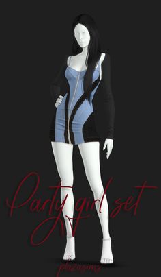 a female mannequin is standing in front of a black background with the words peachgirl set on it