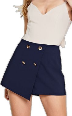 High Waisted Skort and Crop Top Navy Blue Blazer, Blazer And Shorts, Short Set, Short Sets, Navy Blue, Blazer, Collage, Navy, Pins