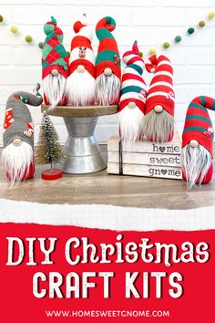 diy christmas craft kits with gnomes and snowmen sitting on top of each other