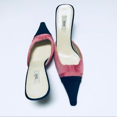 Product Specifications: ~ Approximately 3 Inches In Length Heel ~ Made In Italy Materials: ~ Cloth Backing Colors: ~ Black ~ Pink ~ Fast Shipping ~ Offers Considered ~ Bundle Discount Designer Pink Slip-on Heels, Pink Slip-on Heels For Formal Occasions, Prada Shoes, Mule Clogs, Mules Shoes, Clogs, Prada, Black Pink, Women Shoes