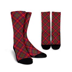 Shaw Red Modern Tartan Plaid Crew Socks Sock Heel, Women Crew Socks, Mens Crew Socks, Sock Game, Coat Of Arm, Socks And Heels, Scottish Heritage, Dressy Outfits, Aberdeen