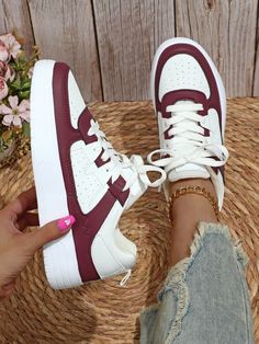 Multicolor  Collar   Plain  Embellished   Women Shoes Casual Confortable, Women Casual Shoes, Sporty Sneakers, Cute Nike Shoes, Cute Nikes, Aesthetic Shoes, Casual Shoes Women, Skate Shoes