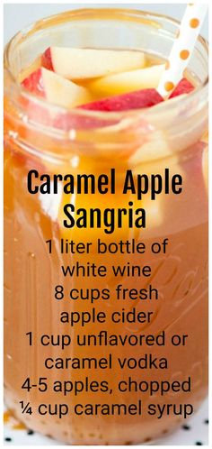 caramel apple sangria recipe in a jar with instructions on how to make it