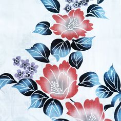 This Japanese yukata features red camellia flowers against a white background. Very elegant and traditional! Traditional Red Floral Kimono, Traditional Red Floral Print Kimono, Traditional White Floral Kimono, Traditional White Floral Print Kimono, Red Camellia, Camellia Flowers, Japanese Yukata, Yukata Kimono, Casual Kimono