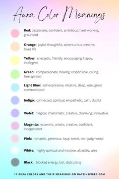 aura colors Different Auras And Their Meanings, Ora Colors Meaning, Magenta Aura Meaning, Lavender Aura Meaning, How To Work On Your Aura, Colors Of Auras, Color Energy Meaning, Light Pink Aura Meaning, Color And Their Meanings