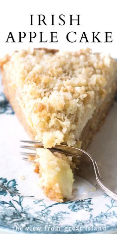 A slice of Irish apple cake on a blue floral plate Cake Easy Recipe, Irish Apple Cake, Irish Desserts, Irish Cooking, Custard Sauce, Cake Easy, Apple Cake Recipes, Oreo Dessert, Dessert Bar