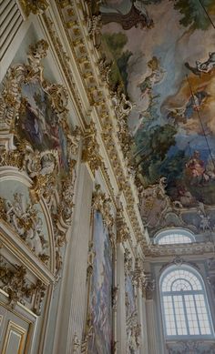 an ornate ceiling with paintings on it