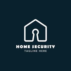 the home security logo is shown on a dark background