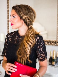 Side Dutch Braid Ponytail Dutch Braid Ponytail Tutorial, Side Braid Ponytail, Side Ponytail Hairstyles, Side Ponytails, Elegant Ponytail, Cute Ponytails, Romantic Hairstyles