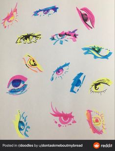 an image of colorful eyes drawn on paper