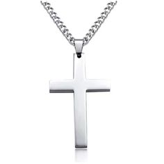 Simple and Elegant: Add a touch of simplicity and elegance to your look with our Cross Pendant Necklace. Metallic Finish: Crafted from metal with a sleek and shiny finish. Versatile Design: Features a versatile design that pairs well with various outfits. Electroplated Process: Made using an electroplating process for a durable and long-lasting finish. Multiple Colors: Available in gold, silver, and black colors, each with its own matching chain. Summer Collection: Part of our summer collection, perfect for adding a stylish flair to your summer wardrobe. Chain Length: 50cm(19.69in) Ships from California, USA Cross Necklace Simple, Prayer Jewelry, Cross Jewelry Necklace, Stainless Steel Cross Pendant, Gold Chains For Men, Triangle Pendant, Estilo Punk, Trendy Necklaces, Mens Pendant