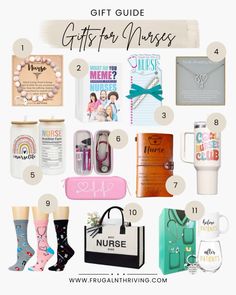 the gift guide for nurses is shown in this graphic above it's description, which includes