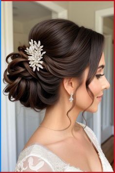 a woman wearing a bridal hair comb