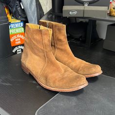 Billy Reid Paglia Moto Boots, Size 9.5m. Tan. Supple Suede. Side Zipper. Easily Dressed Up Or Down. Moderate Wear, 8/10 Condition. Retails At $498. This Color No Longer Available. Casual Brown Chelsea Boots With Snip Toe, Casual Brown Moto Boots With Suede Lining, Brown Suede Casual Moto Boots, Casual Brown Suede Moto Boots, Casual Chelsea Boots With Snip Toe And Leather Footbed, Casual Chelsea Boots With Snip Toe And Leather Sole, Casual Moto Boots With Suede Lining And Round Toe, Casual Moto Boots With Suede Lining, Casual Moto Boots With Snip Toe And Leather Footbed