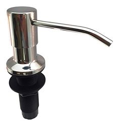 a metal faucet with a black handle